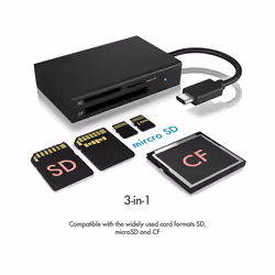 ICY BOX IB-CR401-C3 lettore di schede USB 3.2 Gen 1 (3.1 Gen 1) Type-C Nero - Vista aggiuntiva 6