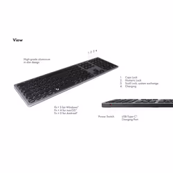 KeySonic KSK-8023BTRF tastiera Universale Bluetooth QWERTZ Tedesco Antracite, Nero - Vista aggiuntiva 8