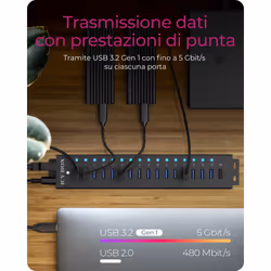 ICY BOX IB-HUB1717-U3 USB 3.2 Gen 1 (3.1 Gen 1) Type-A 5000 Mbit/s Nero - Vista aggiuntiva 4