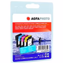 AgfaPhoto LC980/1100, Resa elevata (XL), Nero, Ciano, Magenta, Giallo, 4 pz, Confezione multipla