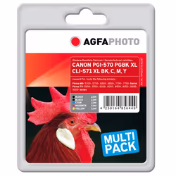AgfaPhoto APCCLI571XLSET, Nero, Ciano, Magenta, Giallo, 33 ml, 33 ml, 5 pz, Confezione multipla