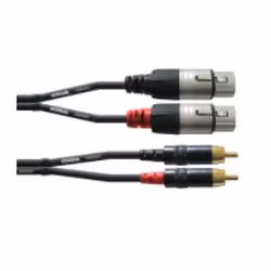 Cordial CFU 3 FC, 2 x RCA, Maschio, 2 x XLR (3-pin), Maschio, 3 m, Nero