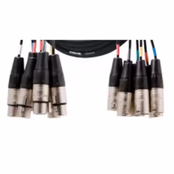 Cordial 5m 8x XLR, 8 x XLR (3-pin), Femmina, 8 x XLR (3-pin), Maschio, 5 m, Nero, Argento