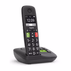Gigaset E290A, Telefono analogico/DECT, Cornetta wireless, Telefono con vivavoce, 150 voci, Identificatore di chiamata, Nero