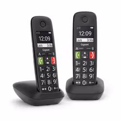 Gigaset E290 Duo, Telefono analogico/DECT, Cornetta wireless, Telefono con vivavoce, 150 voci, Identificatore di chiamata, Ne ...