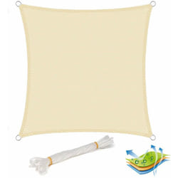 Tenda a Vela Parasole Telo da Sole in Protezione Solare Anti uv Giardino Beige 4x4 m - Woltu