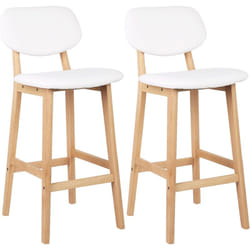 2x Sgabelli da Bar Sgabelli Cucina pu Gambe di Faggio Sgabello da Pranzo Bianco - Woltu