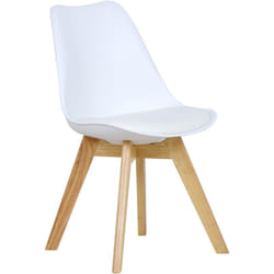 Sedia da Pranzo Ecopelle con Schienale Seduta Imbottita Gambe di Legno 1pz Bianco - Woltu