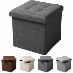 Woltu - Pouf Contenitore Sgabello Pieghevole Poggiapiedi Sedia a Cubo Cassapanca Grigio scuro