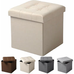 Pouf Contenitore Sgabello Pieghevole Poggiapiedi Sedia a Cubo Cassapanca Crema - Woltu