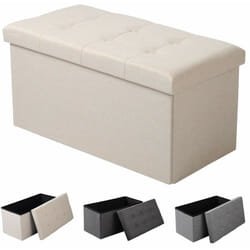 WOLTU Pouf Contenitore Panche Sgabello Pieghevole Poltrona Poggiapiedi Cassapanca Beige