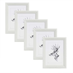 Woltu - Cornici Foto 21x29.7cm A4 da Parete o da Tavolo in Legno Vetro Portafoto Bianco 5 Pezzi