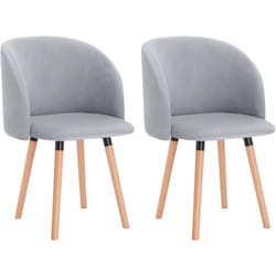 Set di 2 sedie da pranzo, sedia da cucina, seduta in velluto e gambe in legno massello, grigio - Woltu