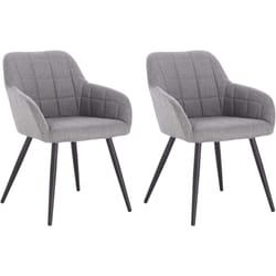 Set di 2 sedie da pranzo, sedie da cucina, sedie da soggiorno in lino, gambe in metallo, grigio chiaro - Woltu