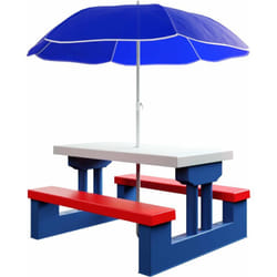 Set Picnic Bimbi Tavolo e Panche da Giardino per Bambini 3-6 Anni con Ombrellone Giochi per Terrazza Esterno Bambino Bambina - Deuba