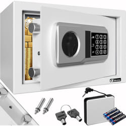 DEUBA® Cassaforte elettronica a combinazione con 4 batterie Cassetta sicurezza Hotel Ufficio Gioielli Codice di sicurezza Argento