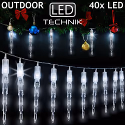 La catena luminosa led con stalattiti è adatta per interno ed esterno. Sull'albero di Natale, sulla finestra o in giardino, l ...
