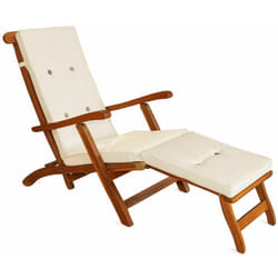 Detex Coprisdraio simil-lino 8 bottoni fascia di sostegno coprisedia sdraio imbottitura cuscino sdraie Beige