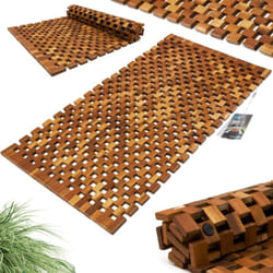 Deuba - Tappetino da Bagno Legno di acacia Certificato fsc® Poggiapiedi con Gommini Antiscivolo Doccia Glitter