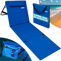 Tappetino da mare Schienale imbottito Poggiatesta Regolabile Pieghevole 158x56x45,5cm 100% poliestere Azzurro materassino lettino prendisole da