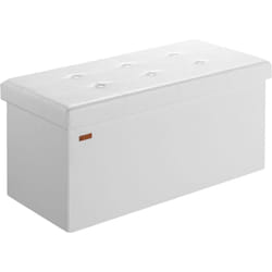 Casaria® Panca Contenitore Pieghevole Similpelle Pouf Poggiapiedi Ottomana l - Bianco