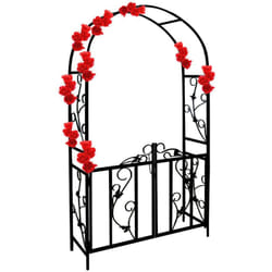 Deuba - Gardebruk Arco per rampicanti archi per fiori metallo obelisco per rose piante decorazine giardino 1x rose arch with gate - style 1 (en)