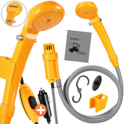 Monzana® Doccia da campeggio 12V Adattatore per auto Custodia Tubo Flessibile da 2 m Cavo di alimentazione da 5 m Lavaggio auto Doccia per cani