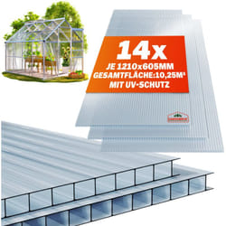 Gardebruk® 14x Pannelli Alveolari in Policarbonato da Giardino 60,5 x 121cm Lastra Doppia da 4 mm Copertura Trasparente per Serra