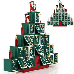Deuba - Spielwerk® Calendario dell'avvento in legno riutilizzabile con cassettini da riempire Calendario Avvento Piramide