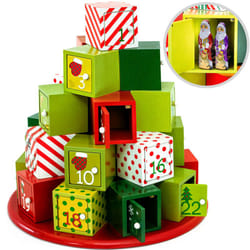 Deuba - Spielwerk® Calendario dell'avvento in legno riutilizzabile con cassettini da riempire Calendario Avvento Rotondo