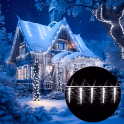 La catena luminosa led con stalattiti è adatta per interno ed esterno. Sull'albero di Natale, sulla finestra o in giardino, l ...