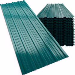 Set da 12 pannelli per tettoia Il comodo set da 12 lamiere profilate da 129x46 cm = 7 m² è l'ideale per la copertura di tetto ...