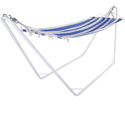 Deuba - detex® Amaca con Telaio in Metallo ad aggancio rapido max. 150kg Lettino Sospeso Campeggio in Cotone Amaca da Viaggio 80x200cm Blu