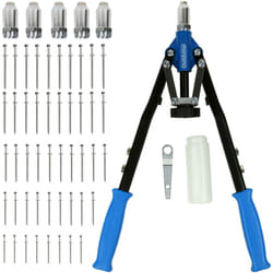 Deuba - Set Pinza per Rivetti con 5 teste di rivetti intercambiabili e 75 dadi contenitore di raccolta Rivettatrice