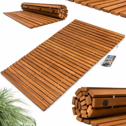 Perfetto per il bagno o la sauna! Questo tappetino da bagno in legno di acacia è molto resistente grazie alla sua origine nat ...