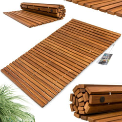 Deuba - Tappetino da Bagno Legno di acacia Certificato fsc® Poggiapiedi con Gommini Antiscivolo Doccia Sbarra