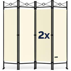 Divisorio per ambienti Lucca 2 pz 180x163 separè paravento parete divisoria 4 pannelli soggiorno balcone crema - Deuba