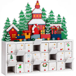 Deuba - Spielwerk® Calendario dell'avvento in legno riutilizzabile con cassettini da riempire Calendario Avvento Paesaggio