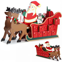 Deuba - Spielwerk® Calendario dell'avvento in legno riutilizzabile con cassettini da riempire Calendario Avvento Slitta