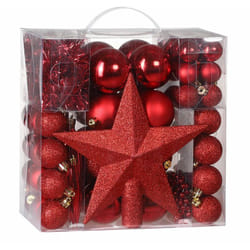 DEUBA® Set di palline di Natale composto da varie fantasie varie quantità varie taglie Rosso