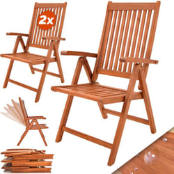 Casaria Set sedie da giardino Vanamo in legno di eucalipto FSC® pieghevoli schienale alto - Set 2 pz