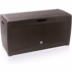 Tutto il posto necessario per riporre le tue cose! Il baule da giardino con aspetto rattan /intrecciato/ piastrelle offre spa ...