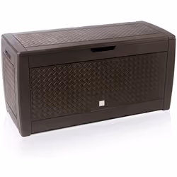 Tutto il posto necessario per riporre le tue cose! Il baule da giardino con aspetto rattan /intrecciato/ piastrelle offre spa ...