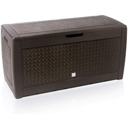 Deuba - Casaria Baule da giardino 119cmx48cmx60cm con coperchio ribaltabile Contenitore per esterni box oggetti bauli terrazza Effetto intrecciato