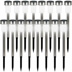 Deuba - Set di 16 Lampade solari da giardino a led luce bianca calda in acciaio inox