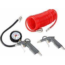 Set di accessori 3 pezzi per compressore aria compressa Pistola per il soffiaggio con manometro Tubo a spirale da 5 m con bloccacavo