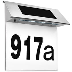 Monzana® Numero civico con pannello solare - bianco Numero civico solare trasparente