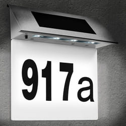 Monzana® Numero civico con pannello solare - bianco Numero civico solare bianco