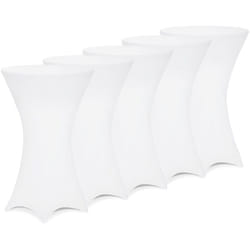 5x Tovaglia elastica ø 60-65 / 70-75 / 80-85 cm Colore a scelta Copritavolo Stretch Elasticizzato 5er Set Ø70 cm / weiß (de) - Deuba