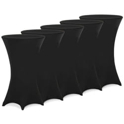 5x Tovaglia elastica ø 60-65 / 70-75 / 80-85 cm Colore a scelta Copritavolo Stretch Elasticizzato 5er Set Ø80 cm / schwarz (de) - Deuba